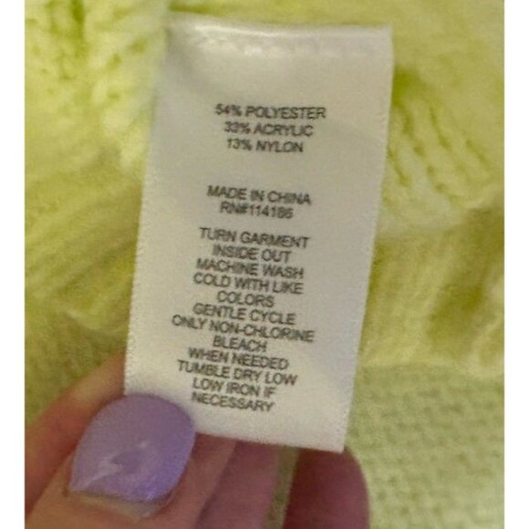 Sugar Moon Lemon Yellow Green Cropped Sweater Women’s Size Medium - Picture 4 of 5